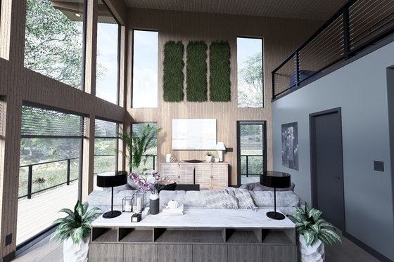 Interior - Family Room for Modern House Plan #923-398 - 1 bed, 1 bath