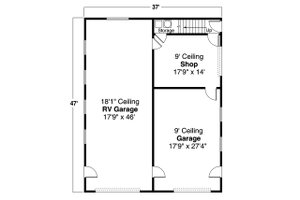 Floor Plan - Main Floor for Traditional House Plan #124-1197 - 1 bed, 1.5 bath