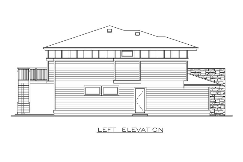 House Design - Exterior - Other Elevation 1 for Prairie House Plan #1100-33 - 3 bed, 2 bath