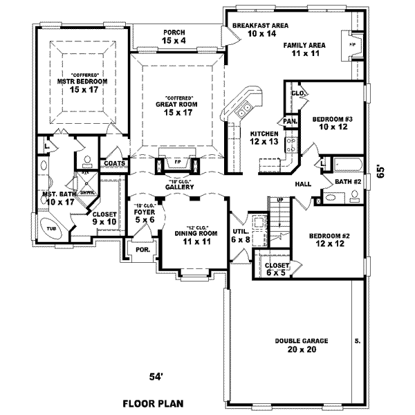 European Style House Plan - 3 Beds 2 Baths 2127 Sq/Ft Plan #81-1540 ...