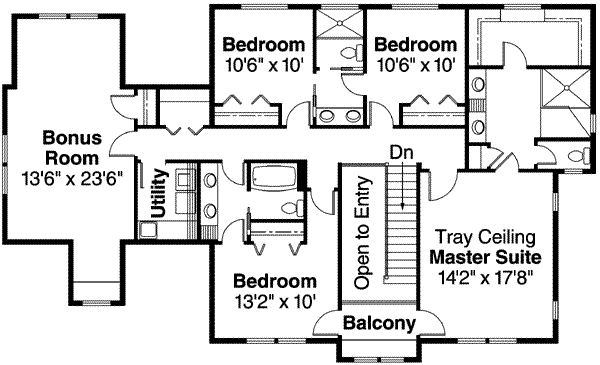 Dream House Plan - Traditional Floor Plan - Upper Floor Plan #124-598