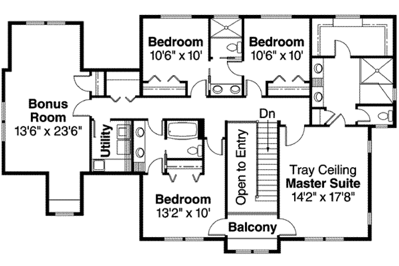 Home Plan - Floor Plan - Upper Floor for Traditional House Plan #124-598 - 4 bed, 3.5 bath