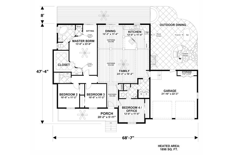 Architectural House Design - Floor Plan - Main Floor for Craftsman House Plan #56-706 - 4 bed, 3 bath