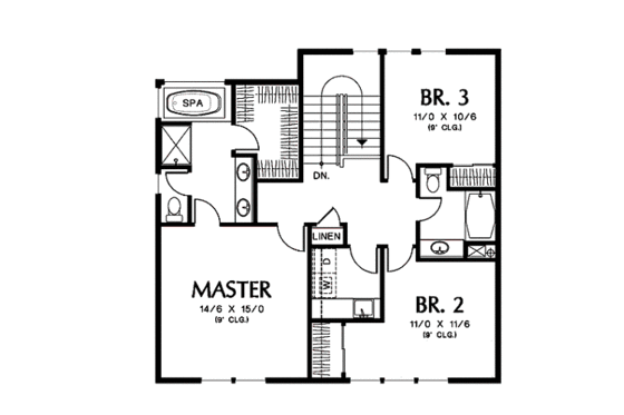 Floor Plan - Upper Floor for Traditional House Plan #48-512 - 4 bed, 3.5 bath