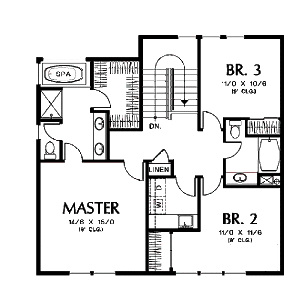Traditional Floor Plan - Upper Floor Plan #48-512