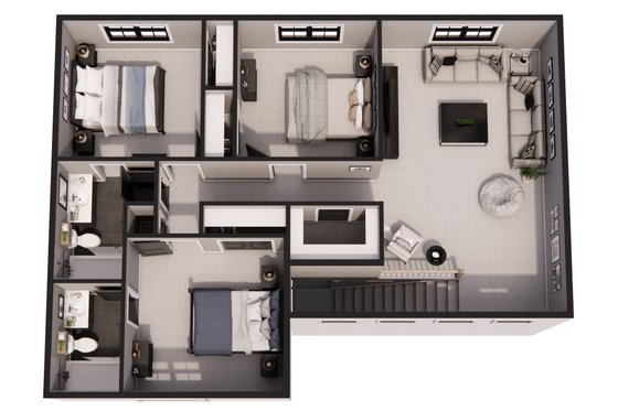 Floor Plan - Upper Floor 1 for Farmhouse House Plan #51-1371 - 4 bed, 3.5 bath