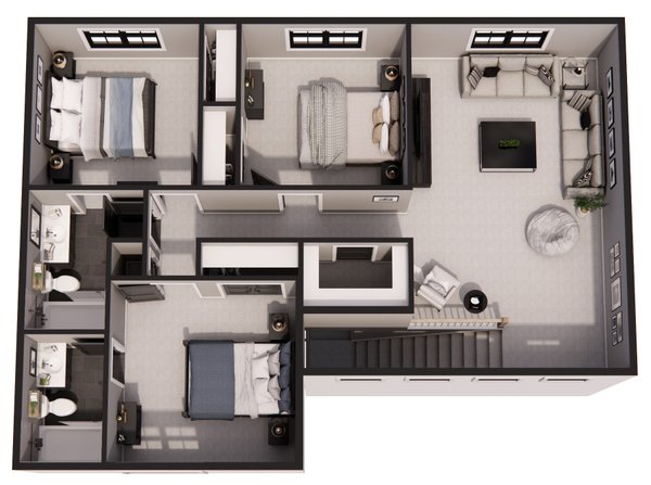 Farmhouse Floor Plan - Upper Floor Plan #51-1371