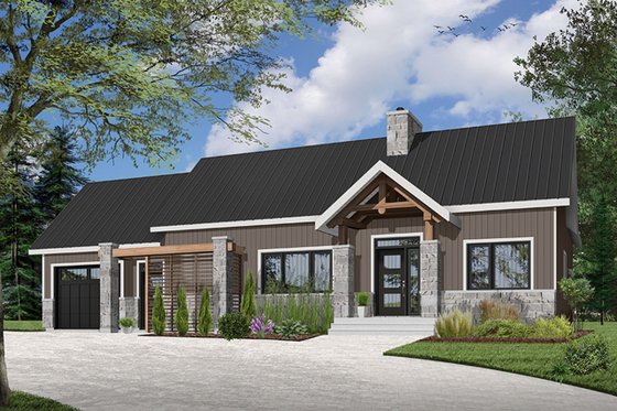 Exterior - Front Elevation 4 for Ranch House Plan #23-2637 - 2 bed, 1 bath