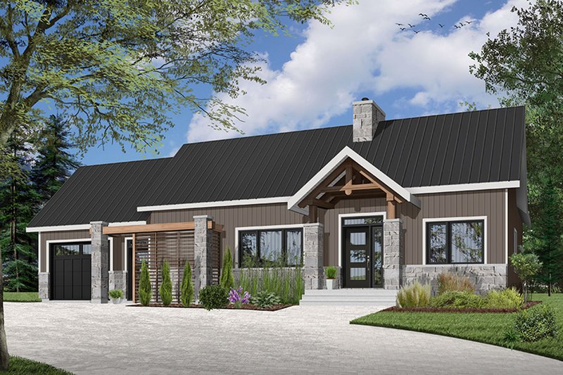 Dream House Plan - Exterior - Front Elevation 4 for Ranch House Plan #23-2637 - 2 bed, 1 bath