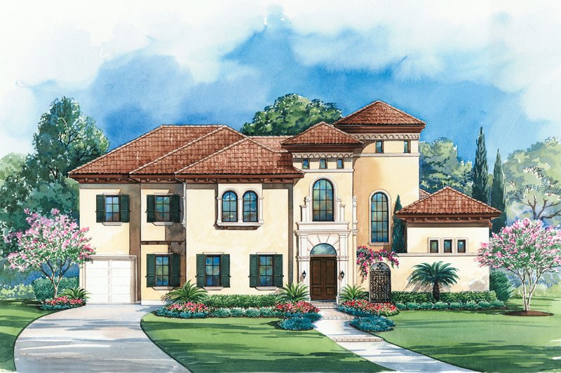 House Plan Design - Mediterranean Exterior - Front Elevation Plan #20-2155