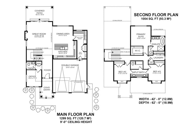 House Blueprint - Floor Plan - Main Floor for Contemporary House Plan #1100-98 - 3 bed, 2.5 bath