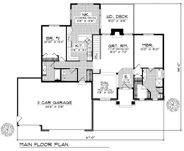 House Plan Design - Ranch Floor Plan - Main Floor Plan #70-173