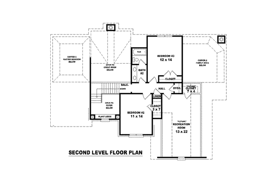 Floor Plan - Upper Floor for Colonial House Plan #81-1469 - 3 bed, 2.5 bath