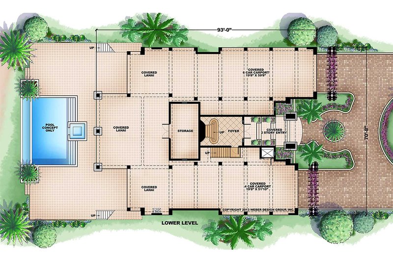 Architectural House Design - Floor Plan - Lower Floor for Beach House Plan #27-488 - 4 bed, 4.5 bath