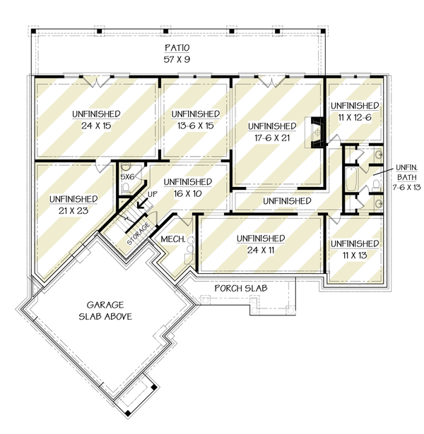 House Blueprint - Craftsman Floor Plan - Lower Floor Plan #119-457