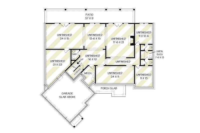 House Design - Floor Plan - Lower Floor for Craftsman House Plan #119-457 - 3 bed, 2.5 bath