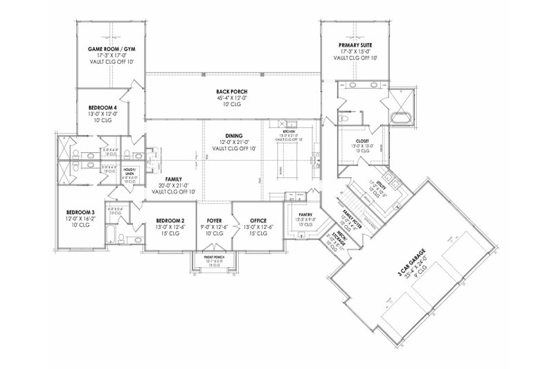House Design - Floor Plan - Main Floor for European House Plan #1096-22 - 4 bed, 4.5 bath