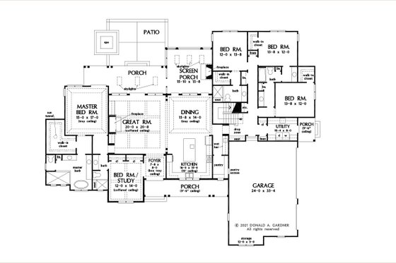 Floor Plan - Main Floor for Farmhouse House Plan #929-1172 - 5 bed, 4 bath