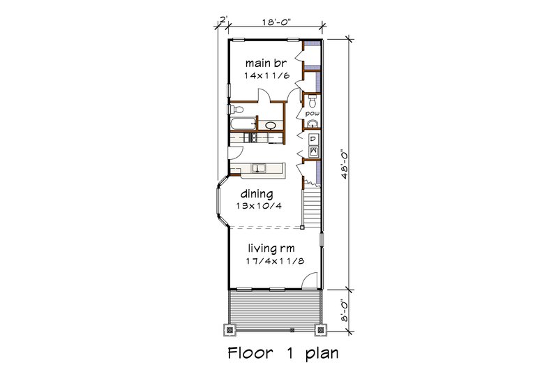 House Plan Design - Floor Plan - Main Floor for Bungalow House Plan #79-318 - 3 bed, 2.5 bath