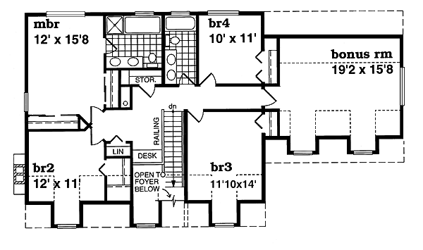 Traditional Floor Plan - Upper Floor Plan #47-336