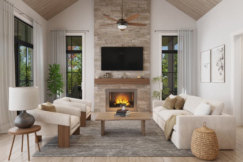 Dream House Plan - Interior - Family Room for Barndominium House Plan #430-363 - 4 bed, 3.5 bath