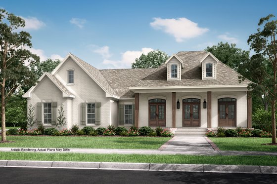 Exterior - Front Elevation 3 for European House Plan #430-61 - 3 bed, 2 bath