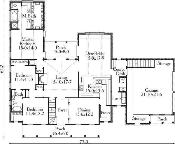 Dream House Plan - Southern Floor Plan - Main Floor Plan #406-172