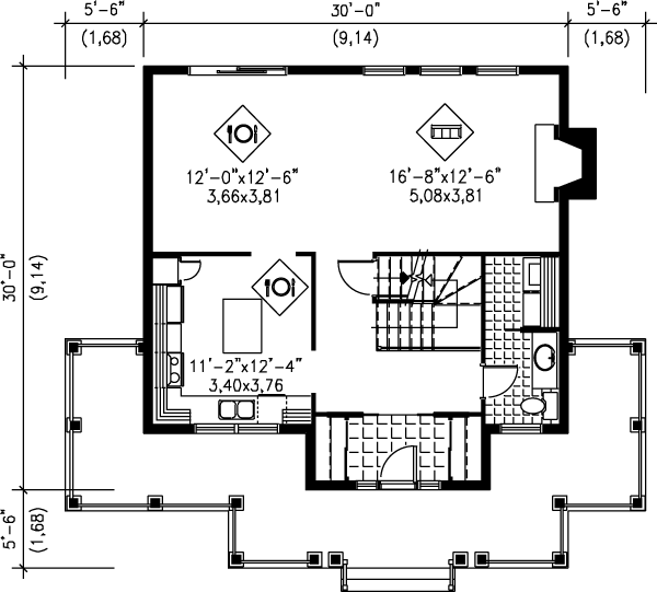 Country Floor Plan - Main Floor Plan #25-2009