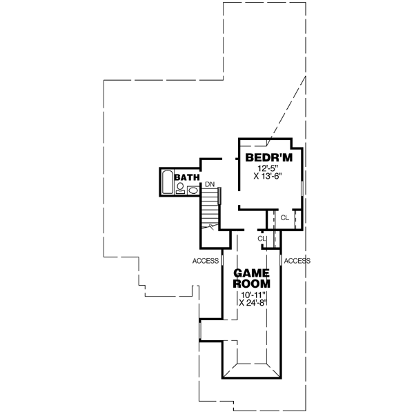 House Plan Design - Cottage Floor Plan - Upper Floor Plan #34-180