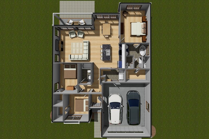 Architectural House Design - Floor Plan - Main Floor for Cottage House Plan #513-2240 - 3 bed, 2 bath