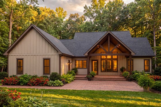 Exterior - Rear Elevation 2 for Southern House Plan #406-9674 - 3 bed, 2.5 bath