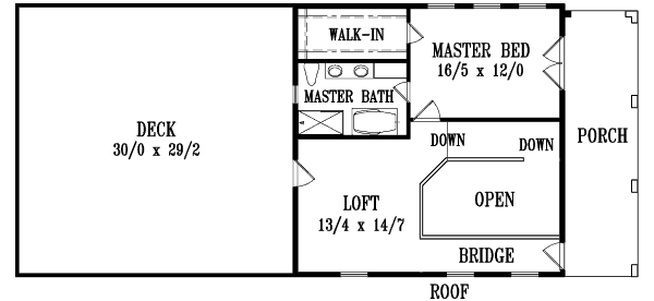 Adobe / Southwestern Floor Plan - Upper Floor Plan #1-1303