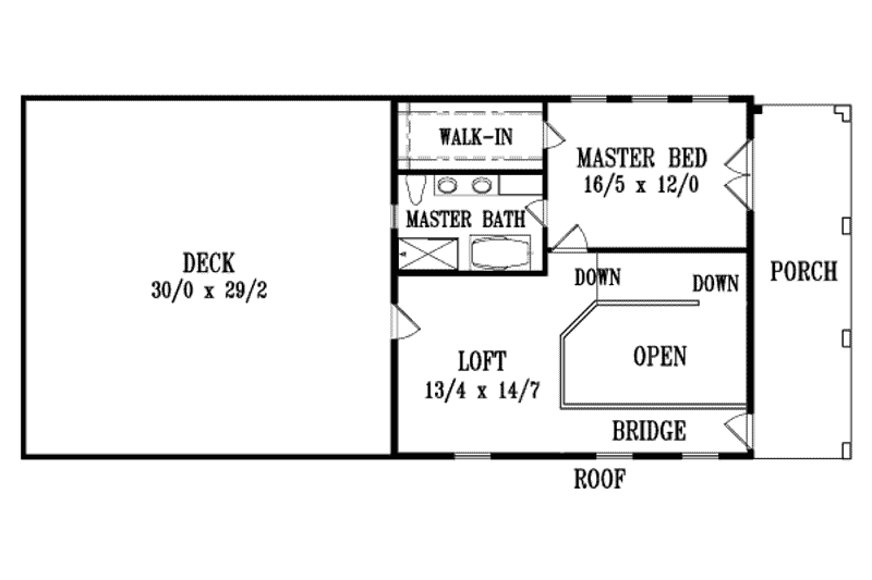 Architectural House Design - Floor Plan - Upper Floor for Adobe / Southwestern House Plan #1-1303 - 2 bed, 2 bath