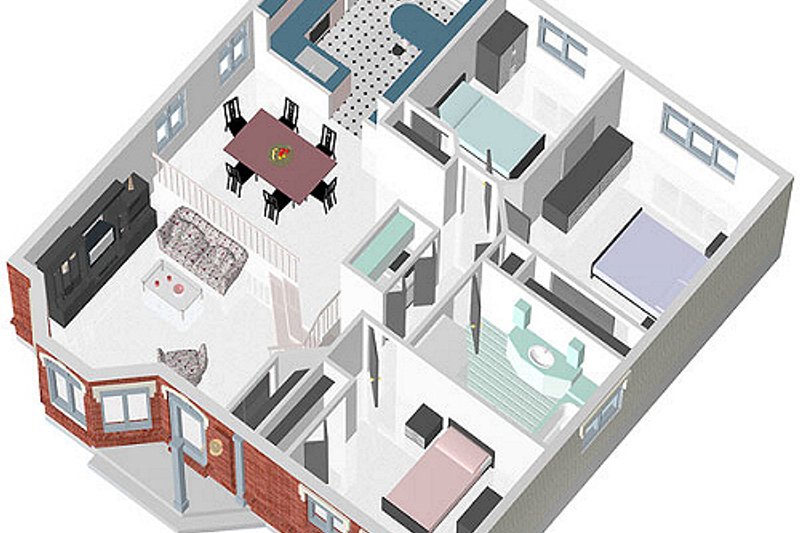 House Blueprint - Photo for European House Plan #25-185 - 3 bed, 1 bath