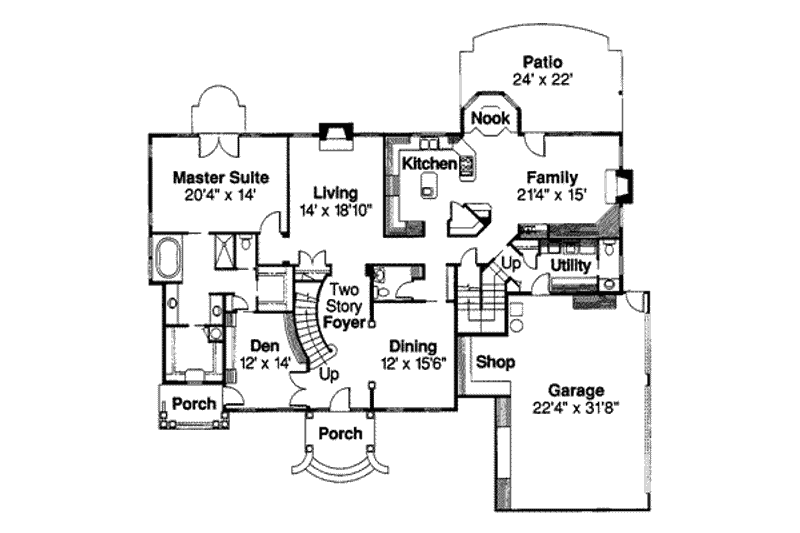 Home Plan - Floor Plan - Main Floor for Colonial House Plan #124-216 - 5 bed, 5.5 bath