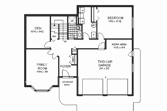 Floor Plan - Lower Floor for European House Plan #18-138 - 3 bed, 2 bath