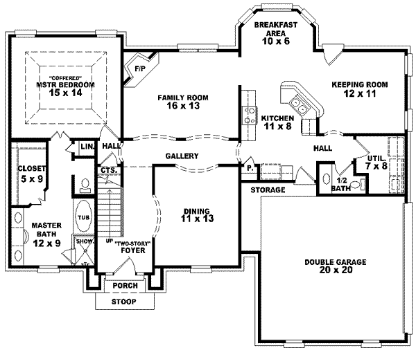 Floor Plan - Main Floor for European House Plan #81-806 - 3 bed, 2.5 bath