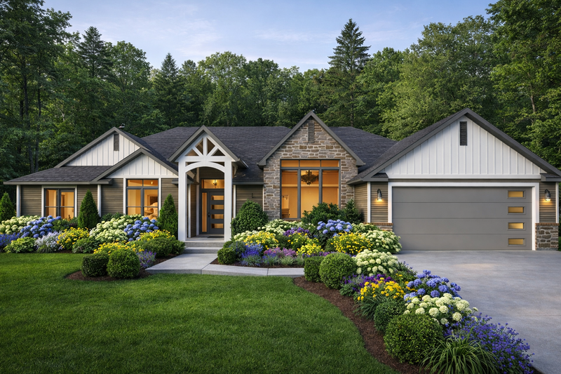 Craftsman Style House Plan - 4 Beds 3.5 Baths 2724 Sq/Ft Plan #1111-16 Exterior