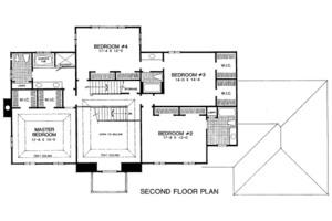 Floor Plan - Upper Floor for European House Plan #322-115 - 4 bed, 3.5 bath