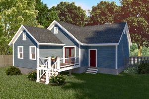 Exterior - Rear Elevation for Bungalow House Plan #79-310 - 4 bed, 2 bath