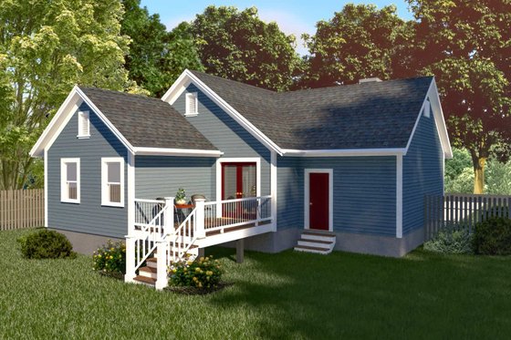 Exterior - Rear Elevation for Bungalow House Plan #79-310 - 4 bed, 2 bath