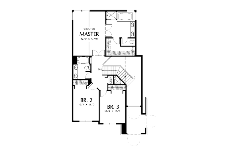 Home Plan - Floor Plan - Upper Floor for European House Plan #48-335 - 3 bed, 2.5 bath