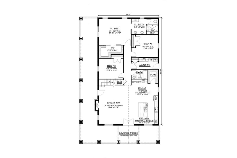 House Plan Design - Floor Plan - Main Floor for Country House Plan #1064-241 - 3 bed, 2 bath