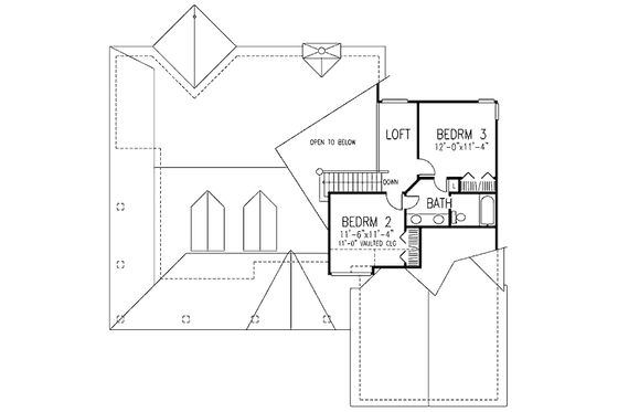 Floor Plan - Upper Floor for Country House Plan #320-419 - 3 bed, 2.5 bath