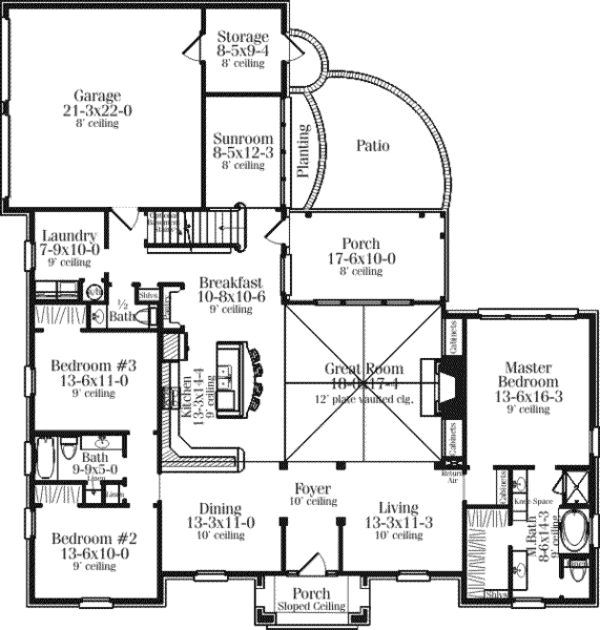 House Plan Design - Southern Floor Plan - Main Floor Plan #406-119