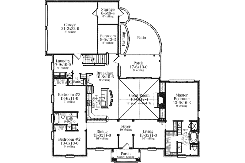 Home Plan - Floor Plan - Main Floor for Southern House Plan #406-119 - 3 bed, 2.5 bath