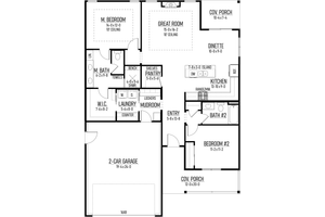 Floor Plan - Main Floor for Farmhouse House Plan #1093-5 - 2 bed, 2 bath