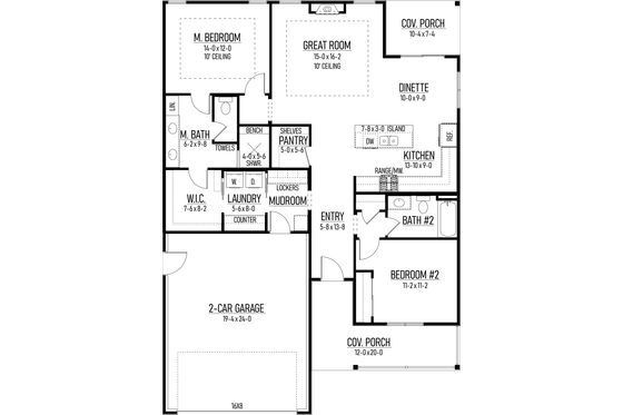 Floor Plan - Main Floor for Farmhouse House Plan #1093-5 - 2 bed, 2 bath