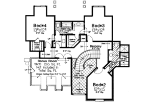 Floor Plan - Upper Floor for European House Plan #310-207 - 4 bed, 3.5 bath