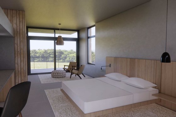 Interior - Master Bedroom 1 for Modern House Plan #20-2540 - 1 bed, 1.5 bath